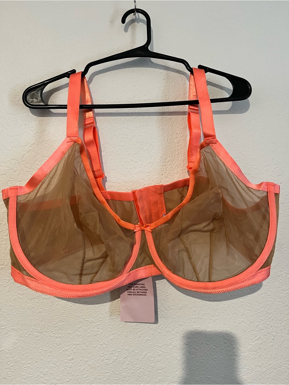 Savage X Fenty Sheer Underwire Bra in Coral Peach and Nude